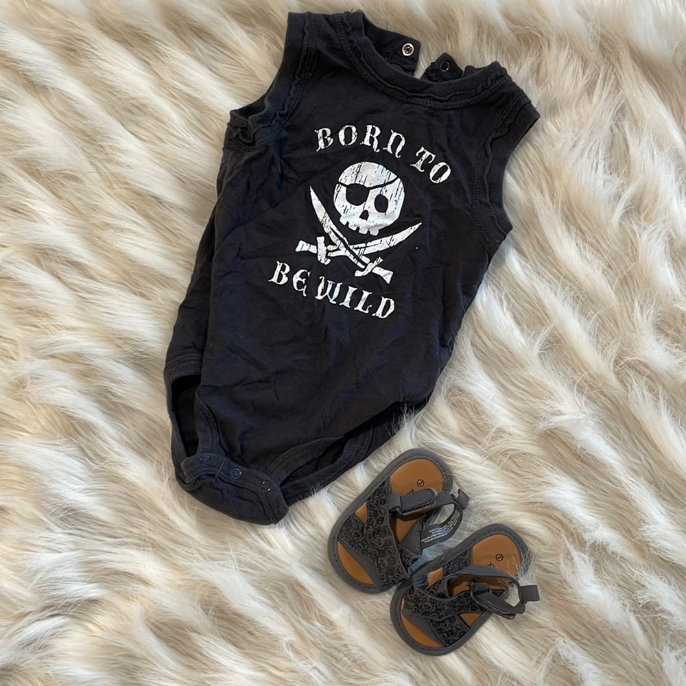 Born to be Wild tank onesie with matching sandals